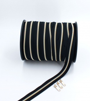 Endlosreißverschluss metallisiert schwarz/ eisgold (1m)